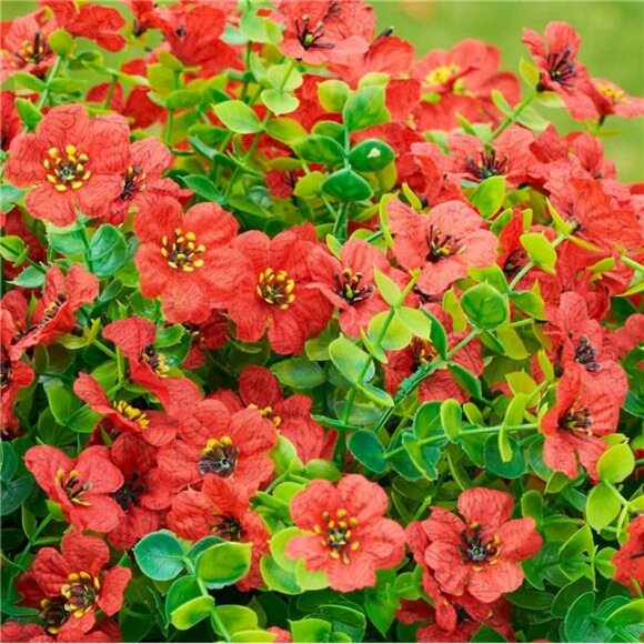 Artificial Faux Red Plants Flowers Outdoor Outside Fall Winter Christmas Decor - Picture 6 of 7